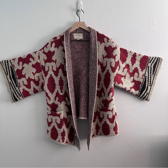 Lucky Brand Open Cardigan Women’s Small Sequoia Intarsia Shawl Sweater Kimono - Picture 2 of 7